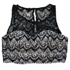 Black Lace Crop Top Sleeveless Party Tank Blouse Sexy Festival Size 15 Jr‎